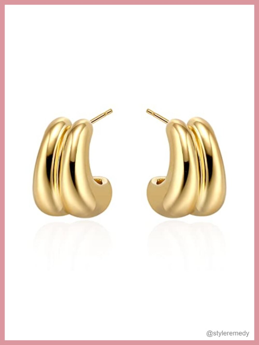 18K Gold Plated Chunky Hoop Earrings Lightweight Hypoallergenic Statement
